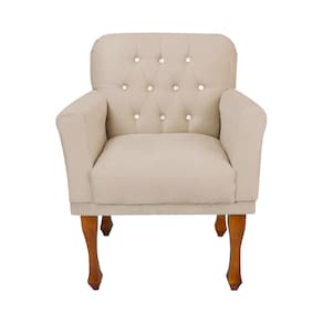 Cadeira Poltrona Estofada Para Sala de Espera Anitta Suede Bege LM DECOR