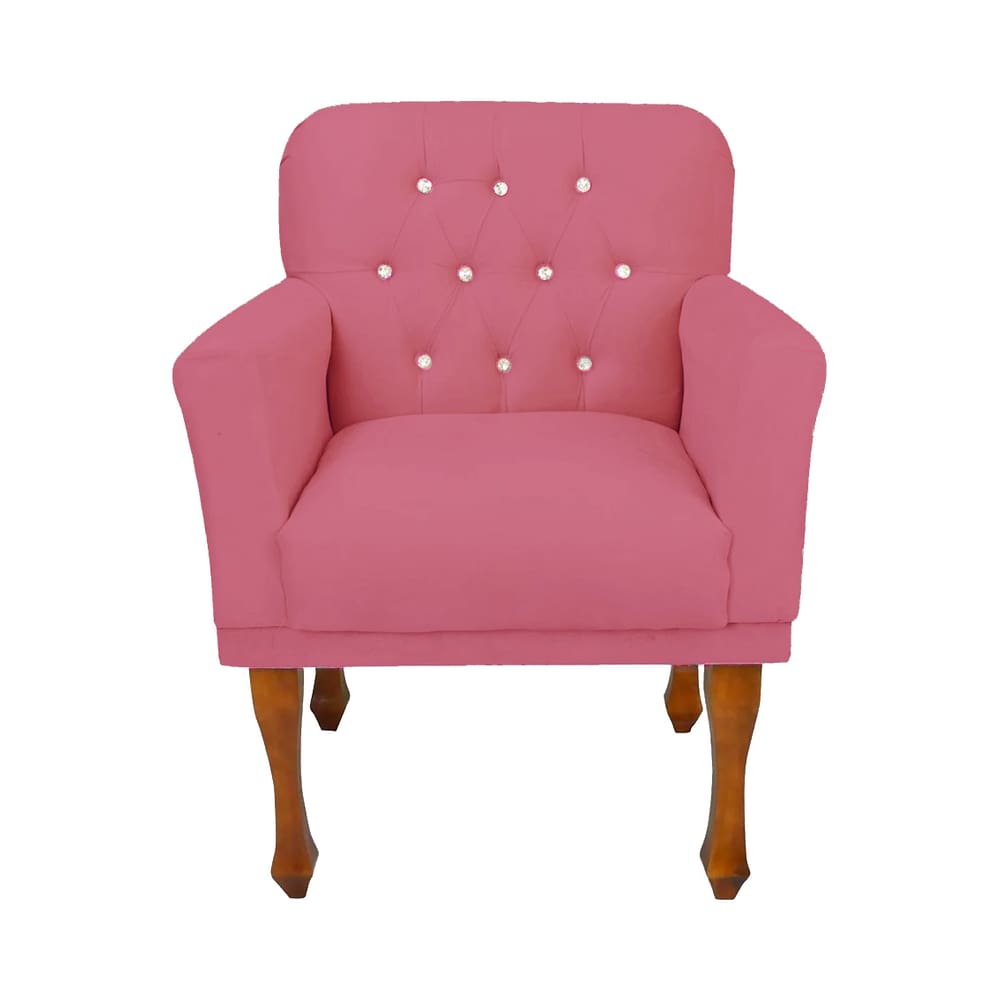 Cadeira Poltrona Decorativa Para Quarto e Closet Anitta Suede Rosa Barbie LM DECOR