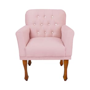 Poltrona Cadeira Estofada Decorativa Para Escritório Anitta Corano Rosa Bebe LM DECOR