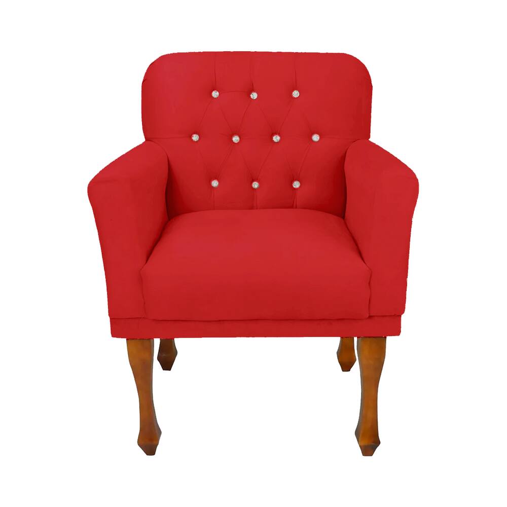 Poltrona Cadeira Estofada Decorativa Para Escritório Anitta Corano Vermelho LM DECOR