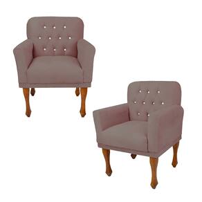 Combo 2 Poltrona Cadeira Decorativa Sala de Espera Anitta Suede Rose LM DECOR