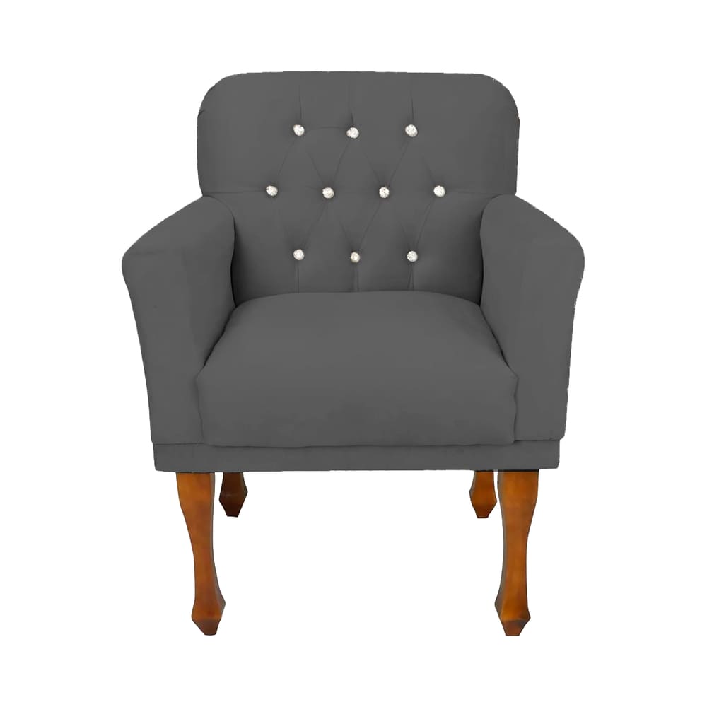 Poltrona Cadeira Estofada Decorativa Para Escritório Anitta Suede Cinza LM DECOR