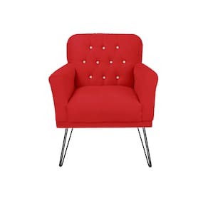 Poltrona Decorativa Para Sala de Espera Pés de Ferro Anitta Suede Vermelho - LM DECOR