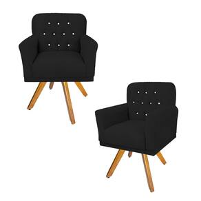 Kit 2 Poltronas Decorativas Base Giratória de Madeira Quarto Anitta Suede Preto LM DECOR