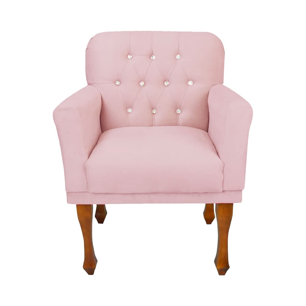 Cadeira Poltrona Estofada Para Sala de Espera Anitta Corano Rosa Bebe LM DECOR