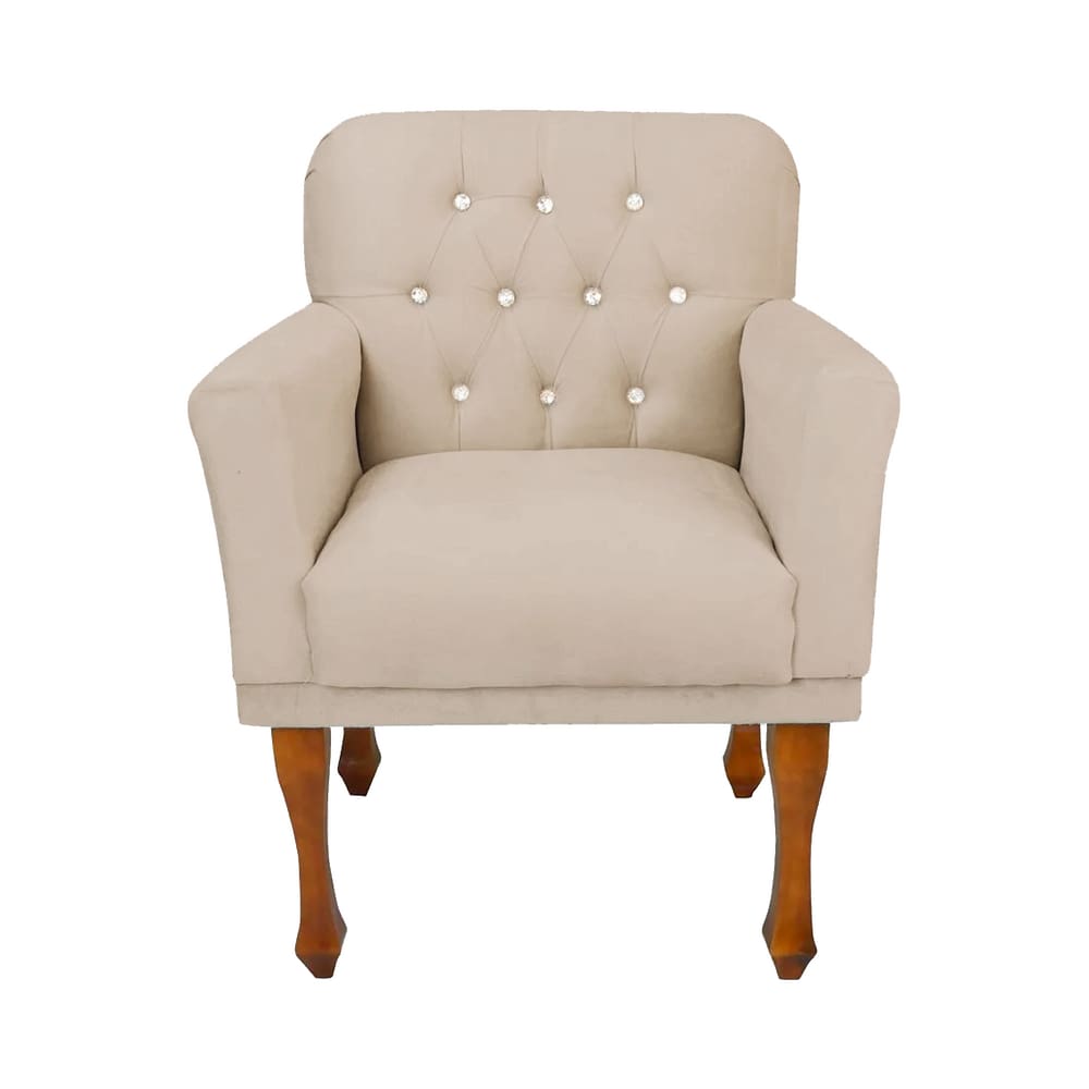 Poltrona Cadeira Decorativa Para Salão de Beleza Anitta Corano Bege LM DECOR