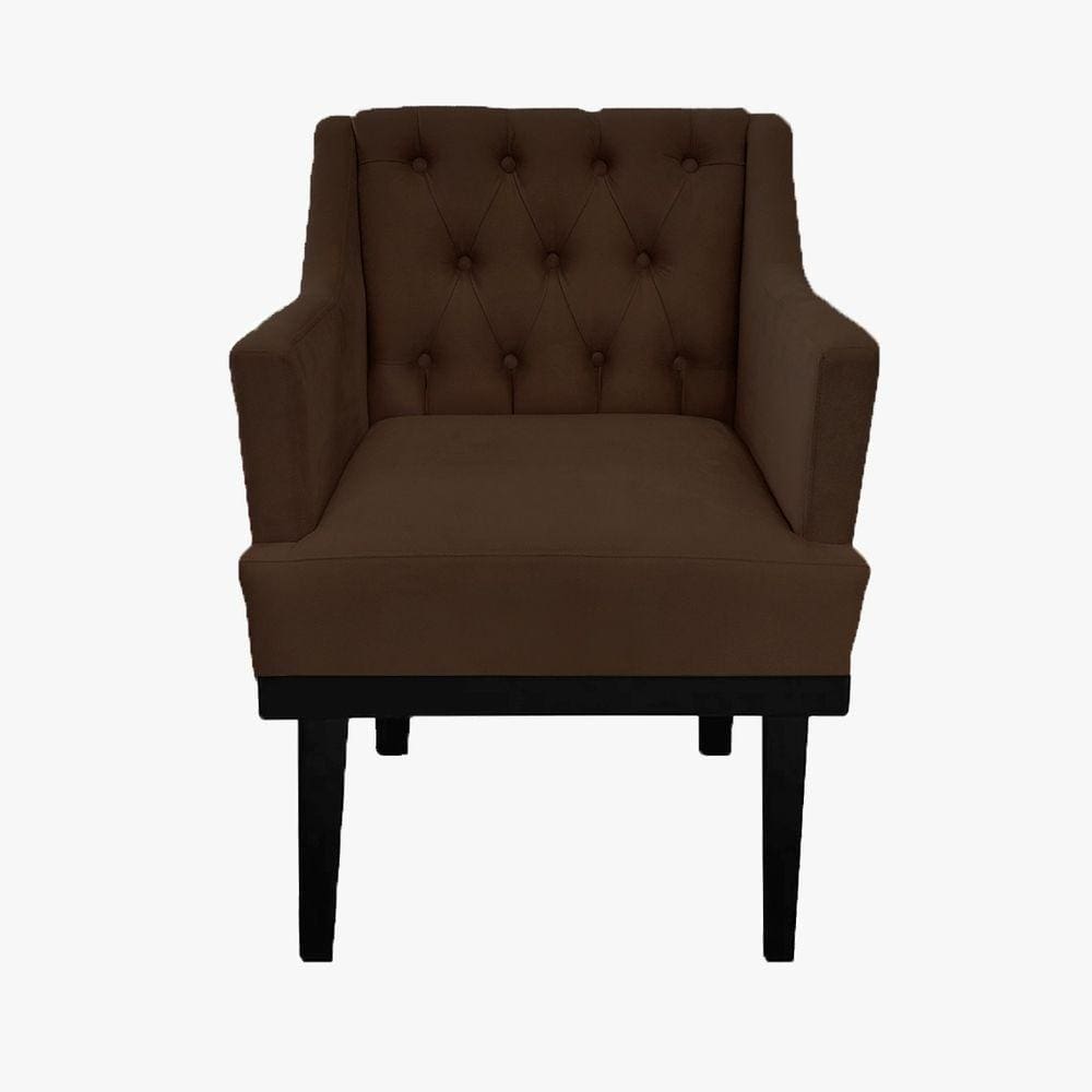 Poltrona Decorativa Em Capitonê Para Sala de Espera Classica Corano Marrom LM DECOR