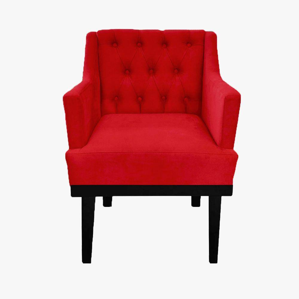 Poltrona Decorativa Em Capitonê Para Sala de Visitas Classica Corano Vermelho LM DECOR