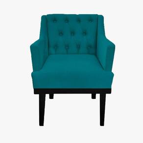 Poltrona Decorativa Em Capitonê Para Quarto e Closet Classica Suede Azul Turquesa LM DECOR