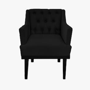 Poltrona Decorativa Em Capitonê Para Consultório Classica Suede Preto LM DECOR