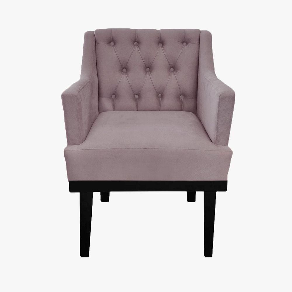 Poltrona Decorativa Em Capitonê Para Quarto e Closet Classica Suede Rose LM DECOR