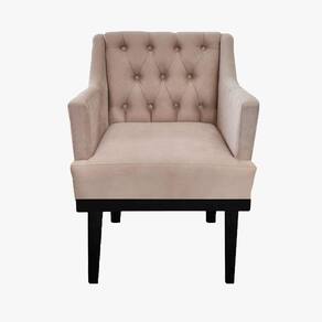 Poltrona Decorativa Em Capitonê Para Sala Comercial Classica Suede Bege LM DECOR