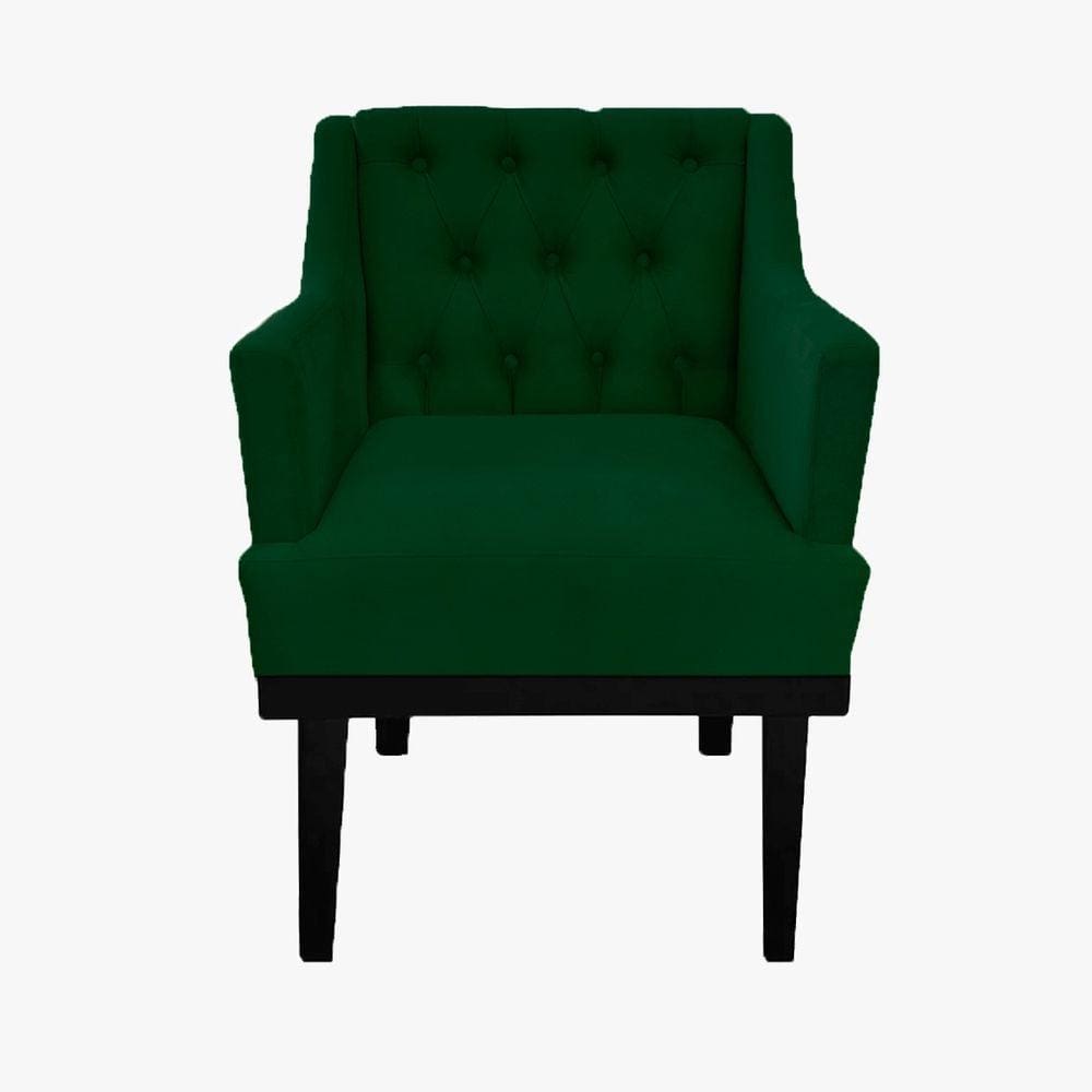 Poltrona Decorativa Em Capitonê Para Sala de Recepção Classica Suede Verde LM DECOR