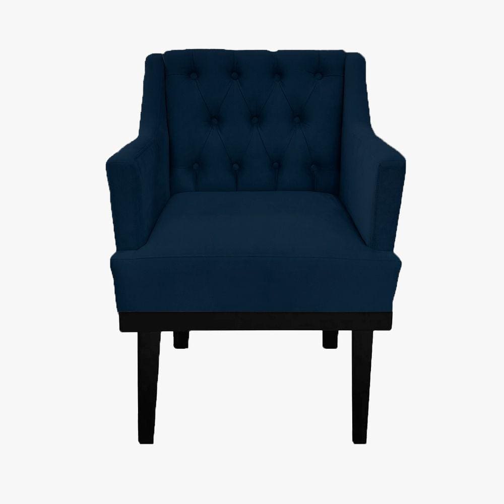 Poltrona Decorativa Em Capitonê Para Clínica Classica Suede Azul Marinho LM DECOR