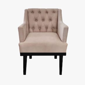 Poltrona Decorativa Em Capitonê Para Quarto e Closet Classica Suede Bege LM DECOR