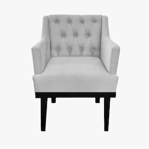 Poltrona Decorativa Em Capitonê Para Escritório Classica Suede Branco LM DECOR
