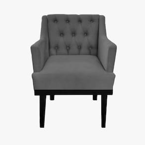 Poltrona Decorativa Em Capitonê Para Sala de Espera Classica Suede Cinza LM DECOR