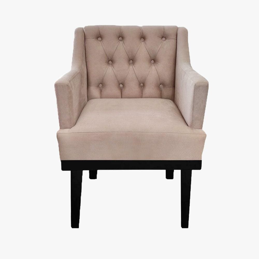Poltrona Decorativa Em Capitonê Para Sala de Espera Classica Corano Bege LM DECOR