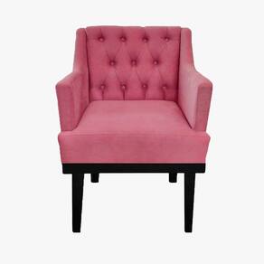 Poltrona Decorativa Em Capitonê Para Sala de Espera Classica Suede Rosa Barbie LM DECOR