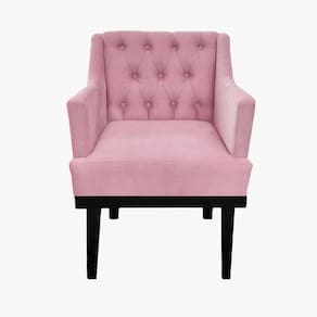 Poltrona Decorativa Em Capitonê Para Sala de Espera Classica Suede Rosa Claro LM DECOR