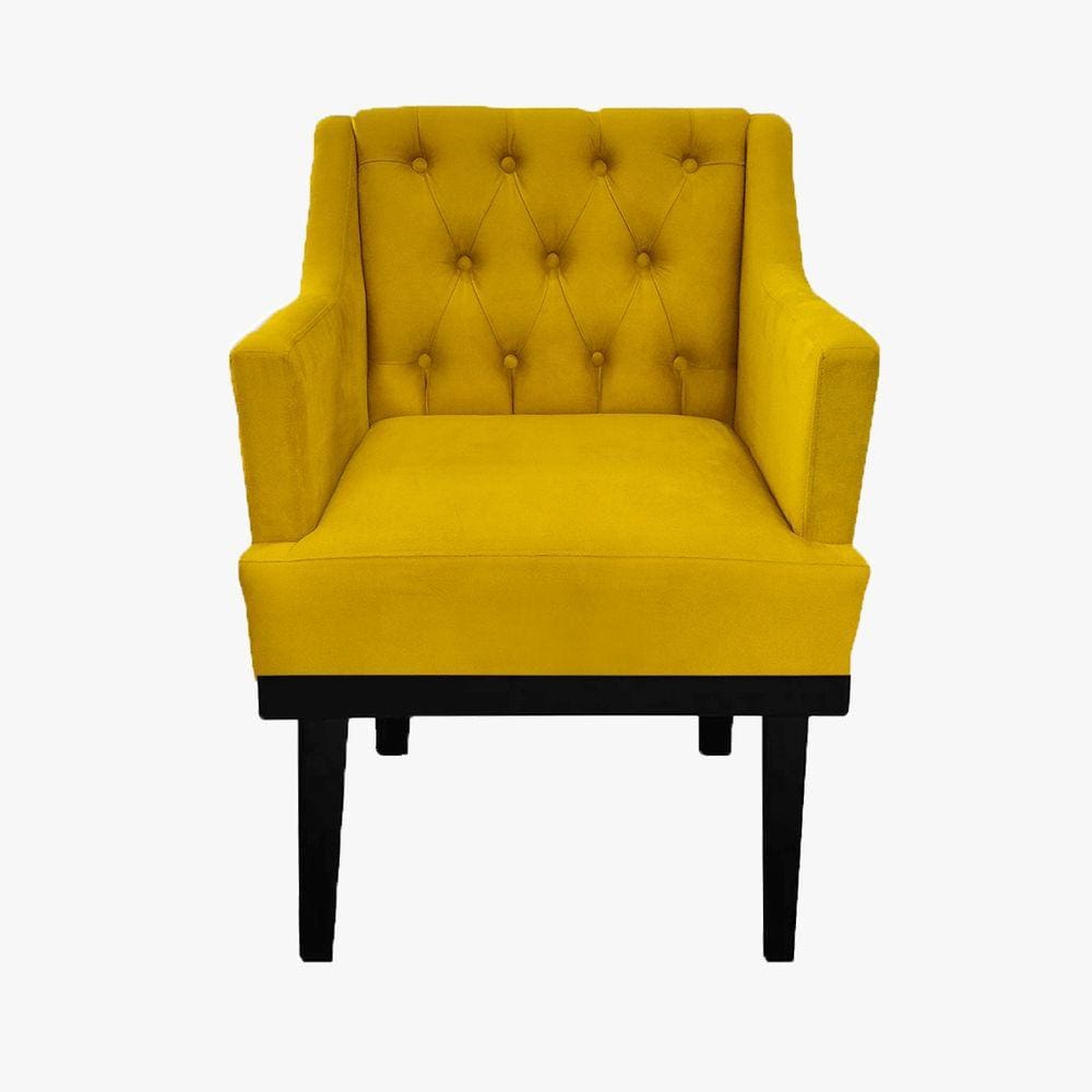 Combo 2 Poltronas Decorativa Em Capitonê Para Sala de Recepção Classica Suede Amarelo LM DECOR