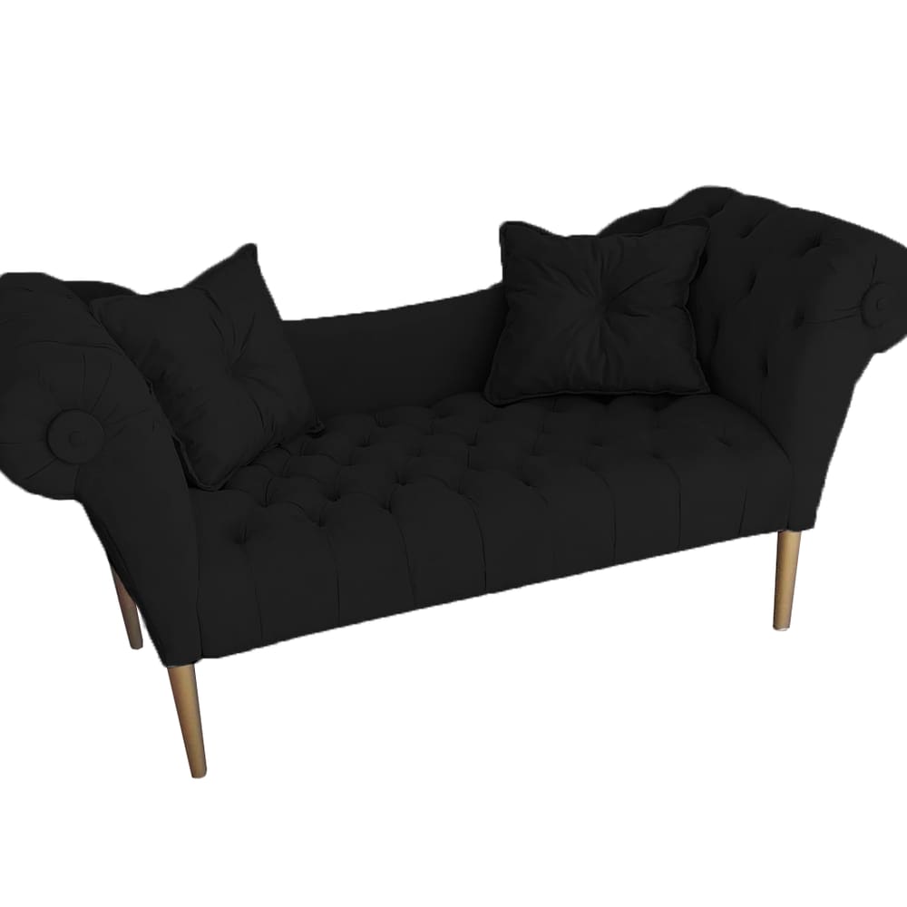 Namoradeira Recamier Sofá Decorativo 02 Lugares Dubai Preto - LM DECOR