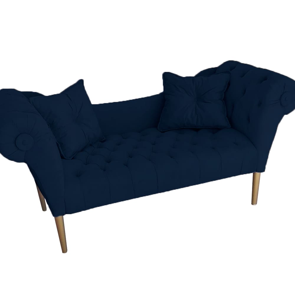 Namoradeira Estofada Pés Palito Para Salão de Beleza Dubai Suede Azul Marinho - LM DECOR