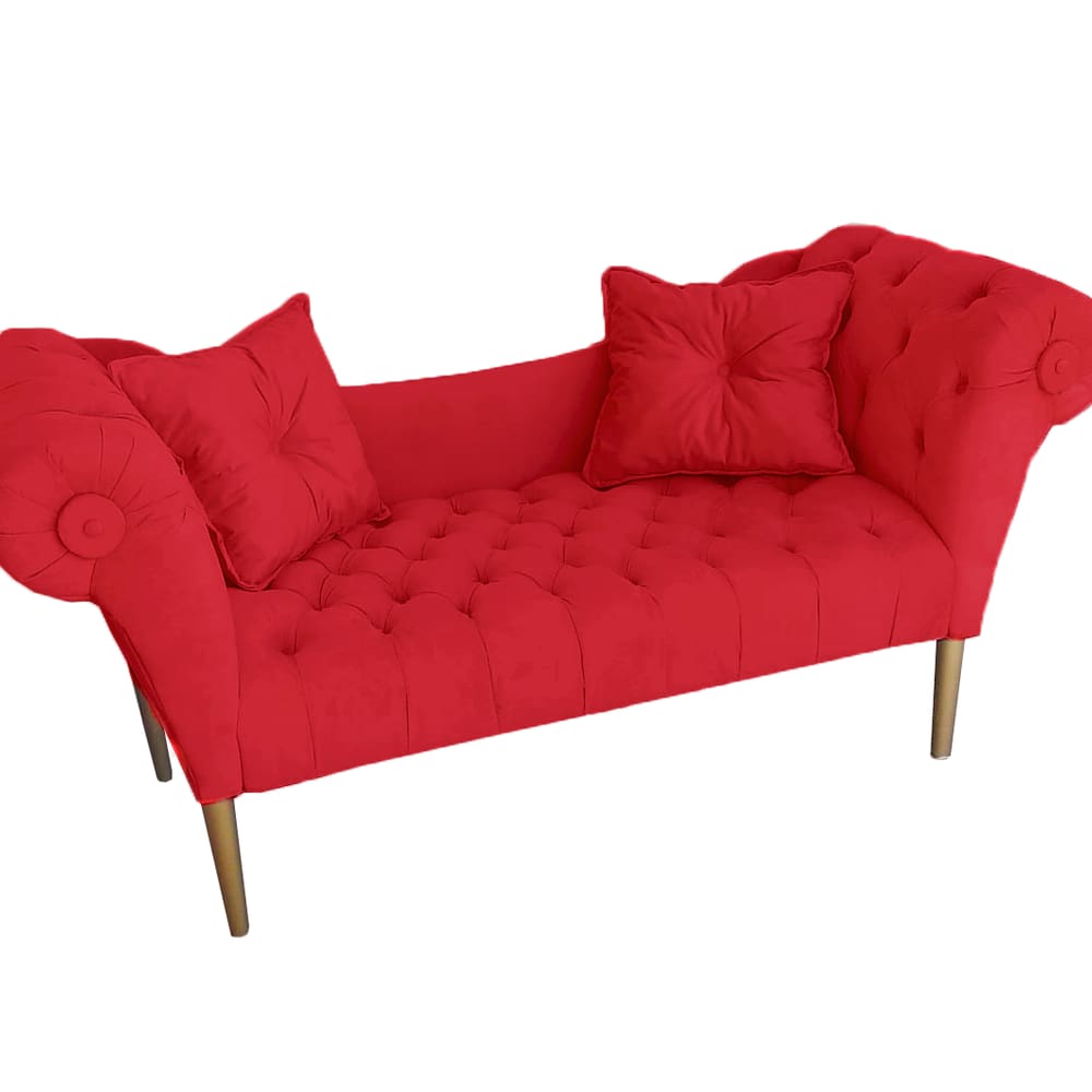 Namoradeira Recamier Sofá Decorativo 02 Lugares Dubai Vermelho - LM DECOR