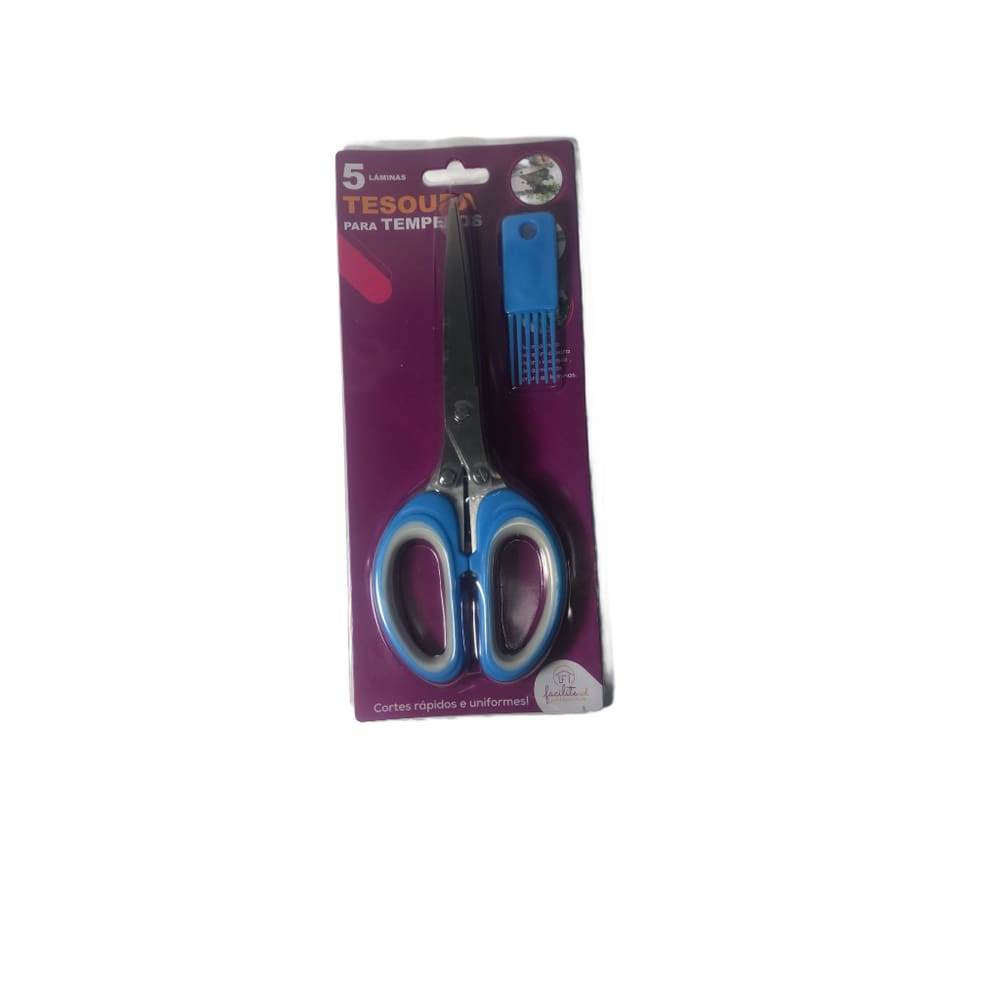 Tesoura 5 Laminas Multiuso Plastico e Metal 19 cm