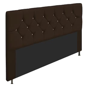 Cabeceira Queen C/ Strass 160 Cm Para Cama Box Suede Marrom