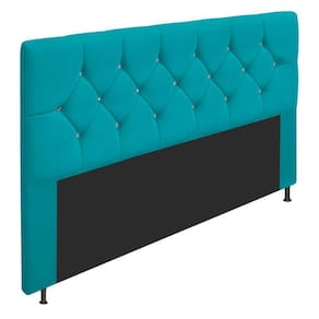 Cabeceira Queen 160 Cm Para Cama Box Suede Azul Turquesa