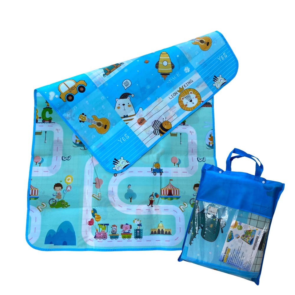 Tapete Infantil Dupla Face 1.20x1.80cm Educativo Pista Azul