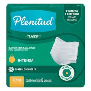 Roupa Íntima Plenitud Classic Tamanho P/M 8 Unidades