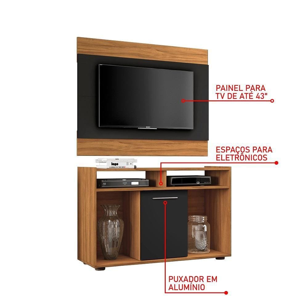 Rack com Painel para TV até 43 Polegadas Show Freijó e Preto
