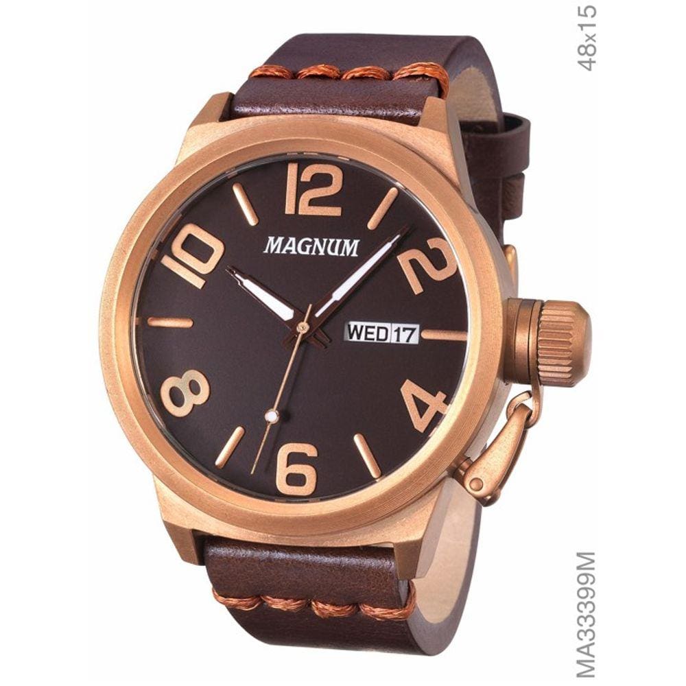 Relógio Masculino Magnum Pulseira Couro Preta MA33399P - Relógio