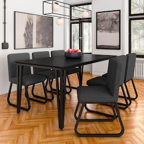 Mesa Com 6 Cadeiras Industrial 1,8 Aspen Pr/pr/graf - Móveis Arapongas