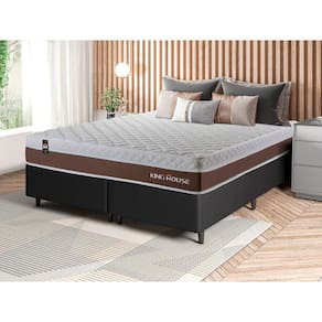Conjunto Cama Box c/ Molas Ensacadas Venice Marrom King 193x203x60
