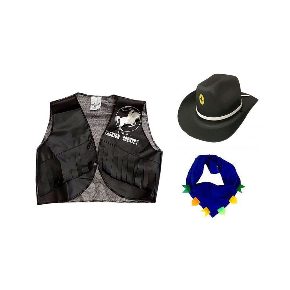 Fantasia Country Cowboy Boiadeiro 3 Peças Festa Junina