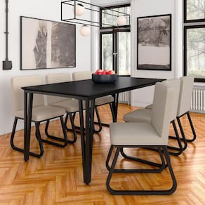 Mesa Com 6 Cadeiras Industrial 1,8 Aspen Pr/pr/bege - Móveis Arapongas