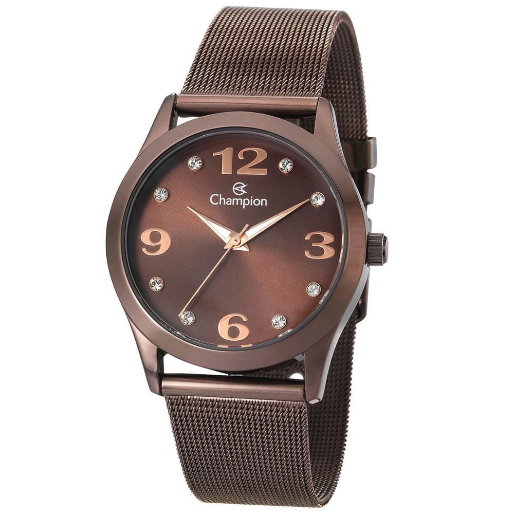 Relógio CHAMPION feminino marrom chocolate esteira CN29098R