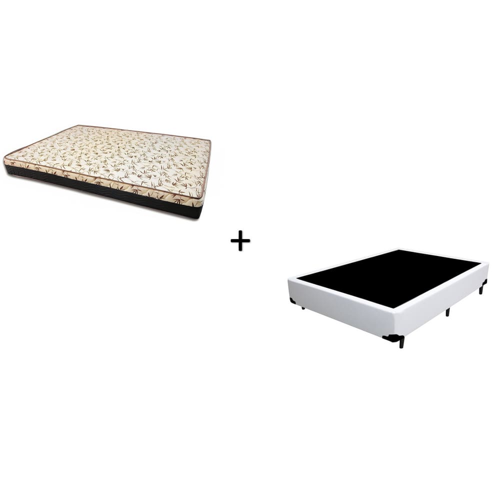 Cama Box Casal 138 Tecido Sintético Branco Com Colchão Praia Bello Box - D28 Amarelo 57x138x188