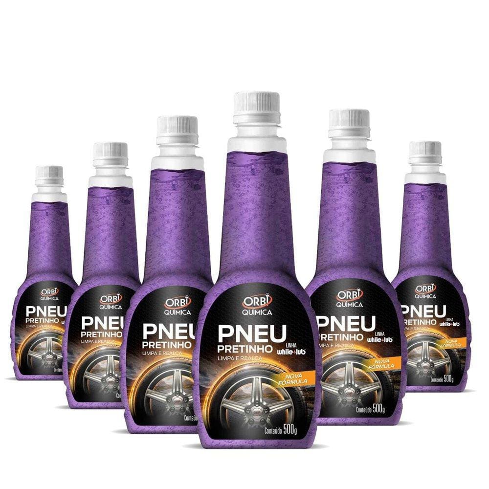 Renovador De Pneus Gel 500g Orbi Pretinho Pneu - 6 Peças