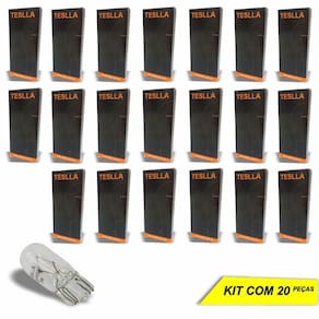 Lâmpada Luz de Placa Freio Painel Lanterna Porta Luvas W5W Teslla Halógena 12V 5W 3200K - 20 Peças