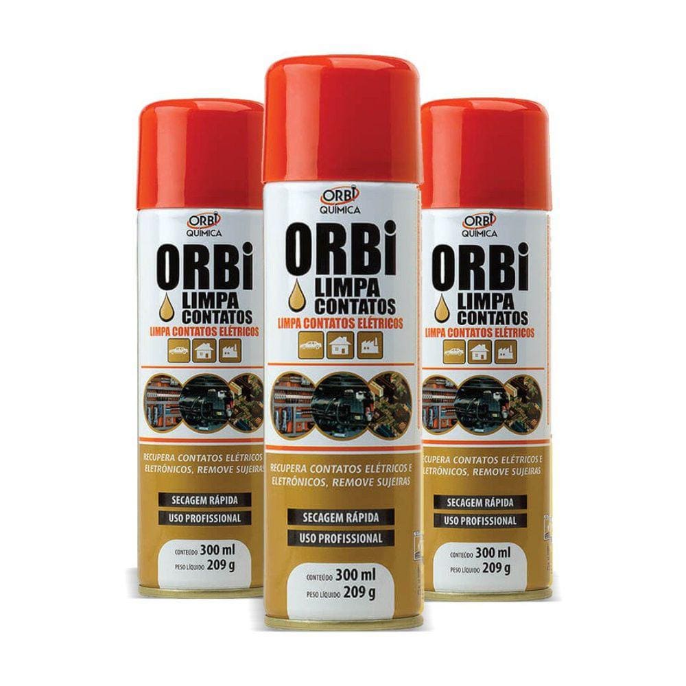 Limpa Contatos Elétricos Placa Eletrônica Spray 300ml Orbi - 3 Peças