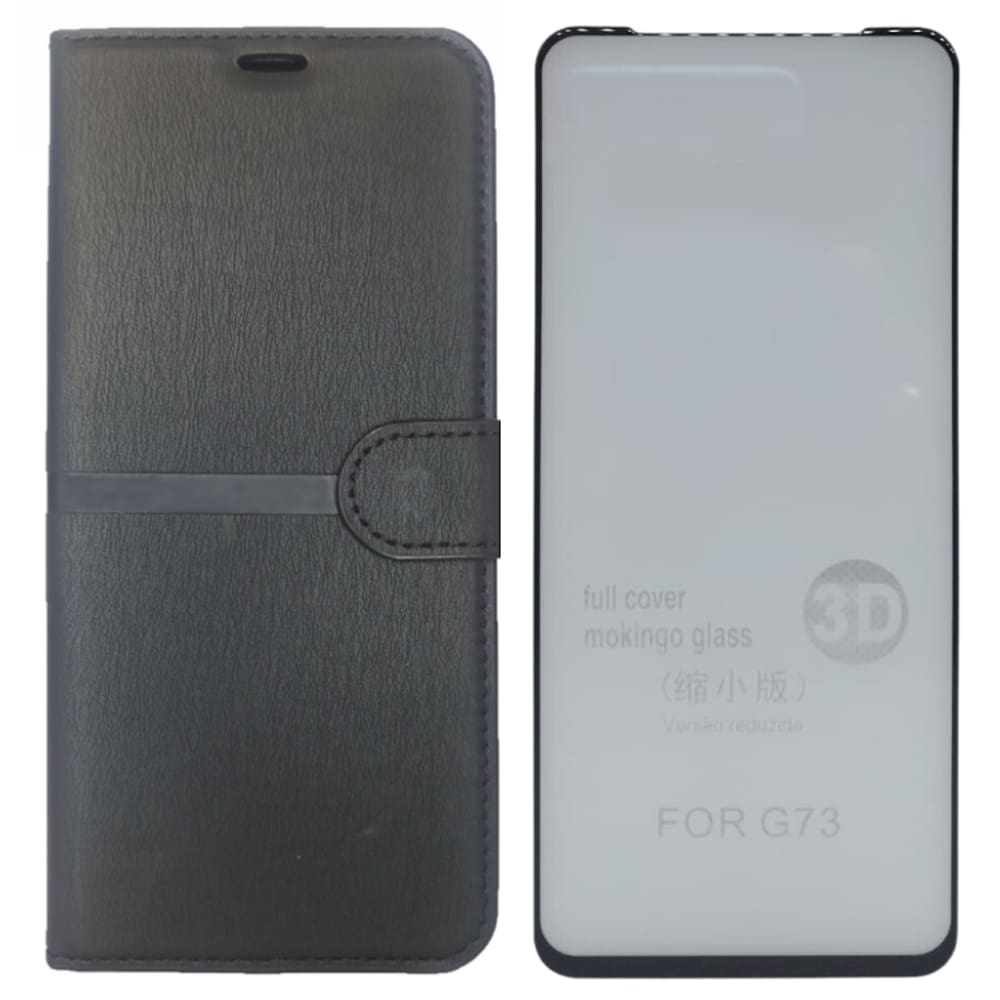 Kit Capa Carteira Compatível c/ Motorola G73 + Película 3D