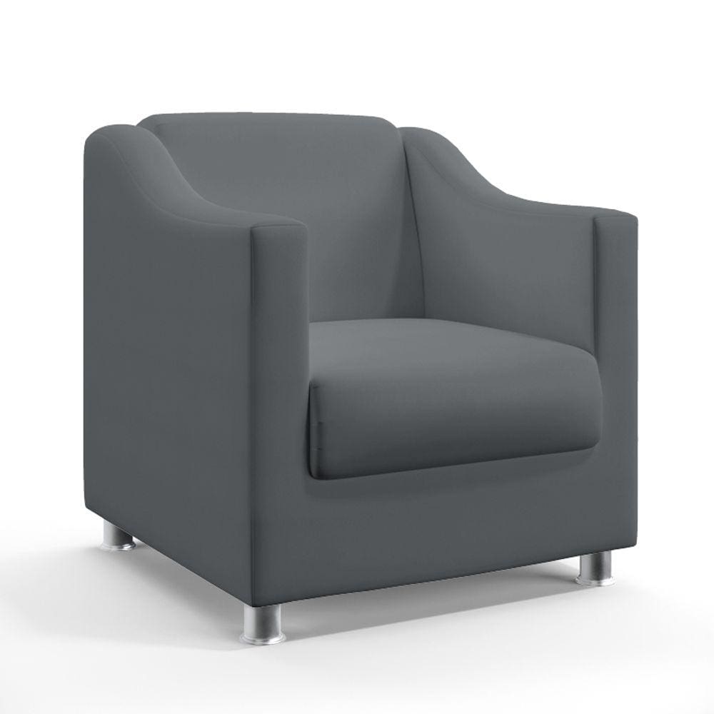Kit Poltrona Namoradeira e 2 Poltronas Decorativas Alya Sued Cinza Aradecor