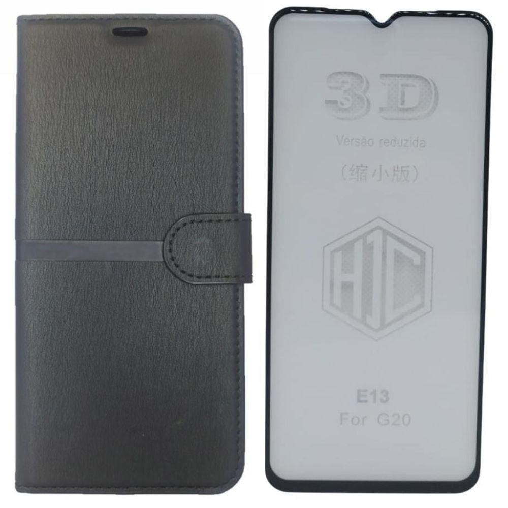 Kit Capa Carteira Compatível Motorola G10 G20 G30 + Película