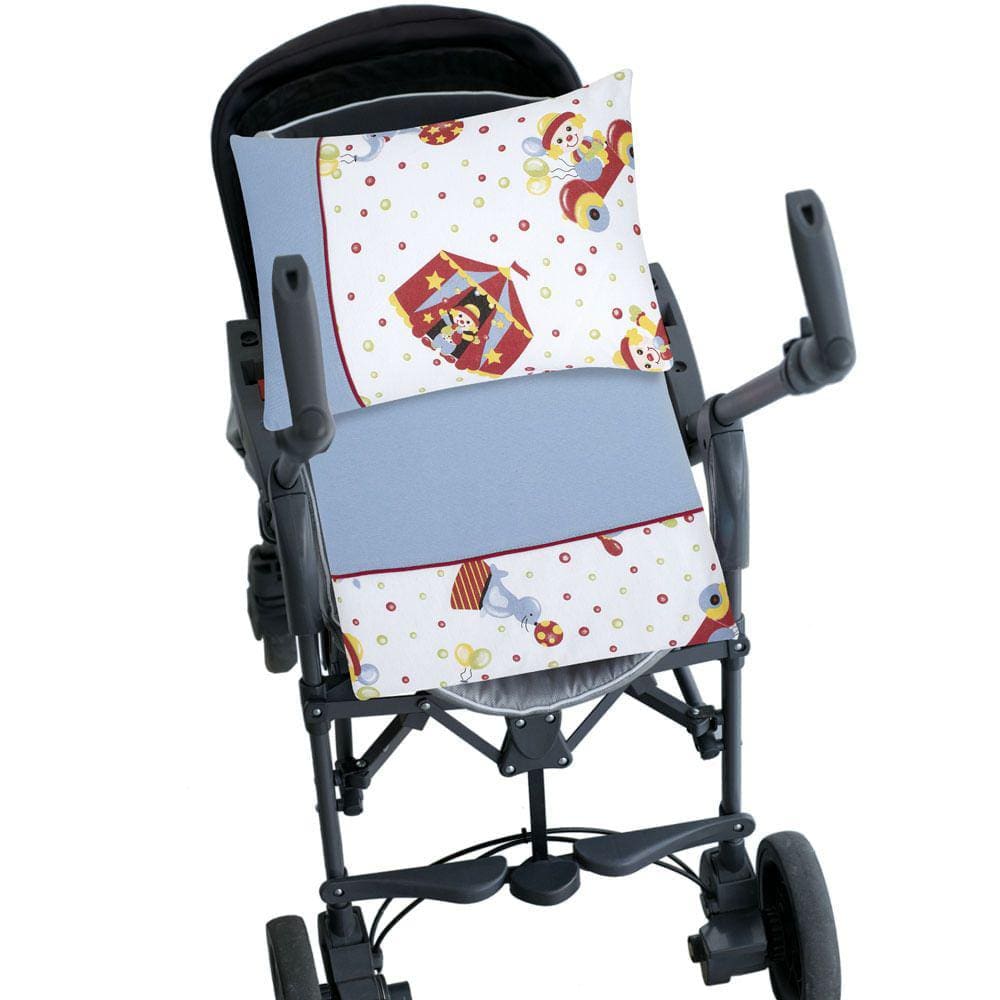 Kit Colchonete para Carrinho de Bebê + Fronha Lynel Palhacinho
