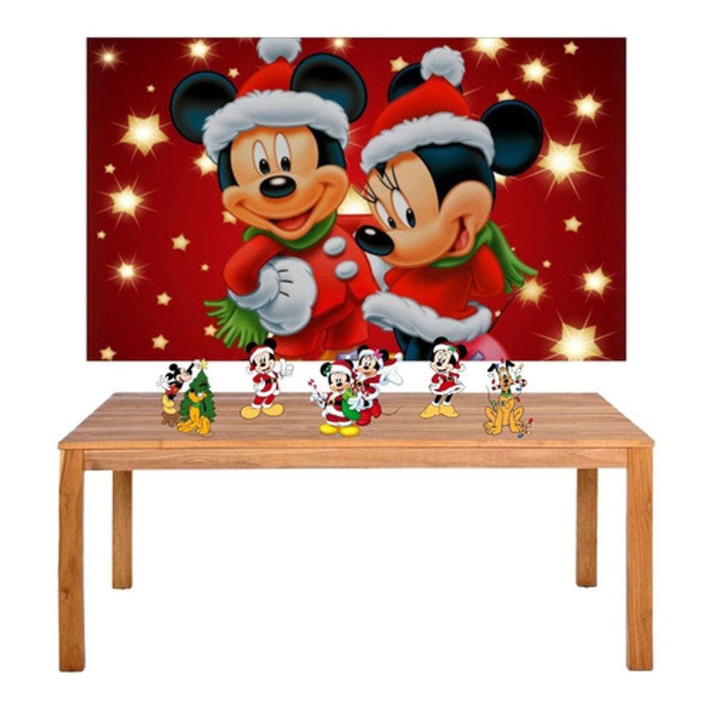 Kit Festa Mickey Natal Display + Painel 100x60cm