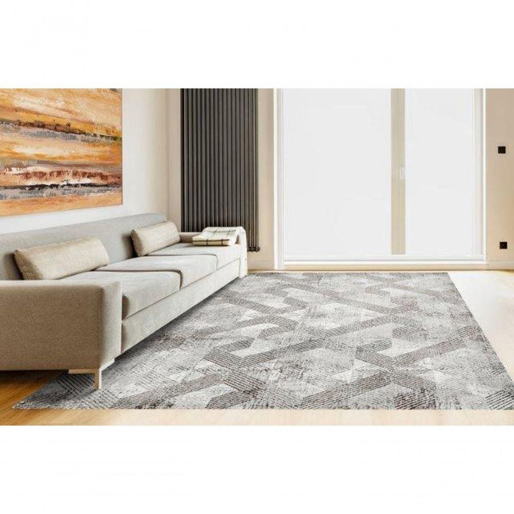 Tapete Turco Sala Istambul 01 - 140 X 200Cm Bege E Cinza